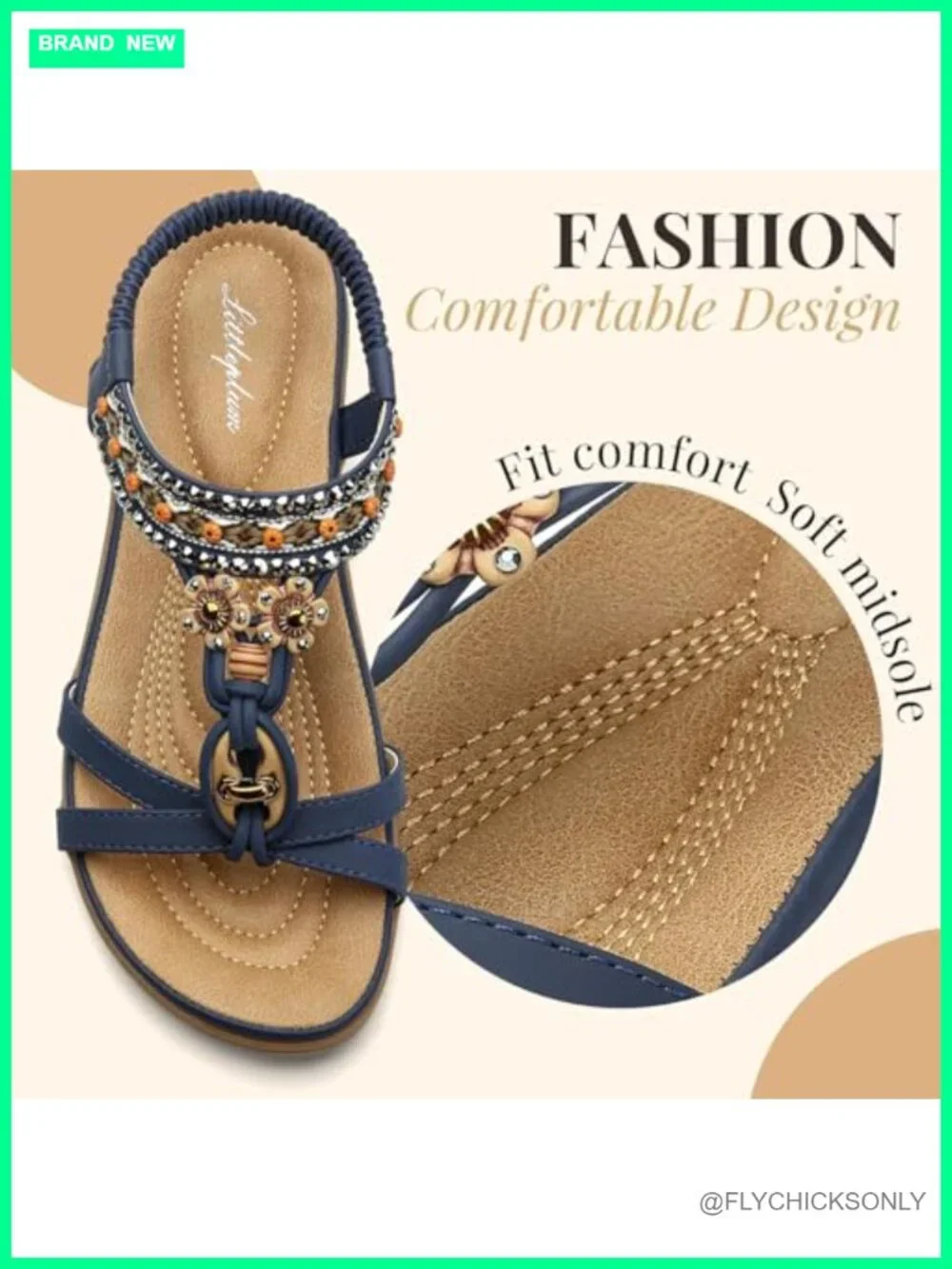 Arch Support Bohemian Sandals for Women Comfort Walking Beach Flip Flops